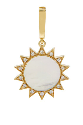 Sunshine Charm Pendant, 18k Gold with Mother of Pearl & Diamonds